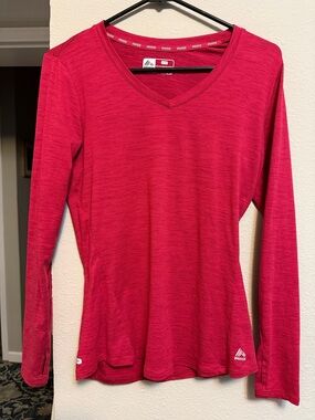 RBX Women's Long-Sleeve V-Neck Top in Raspberry Red